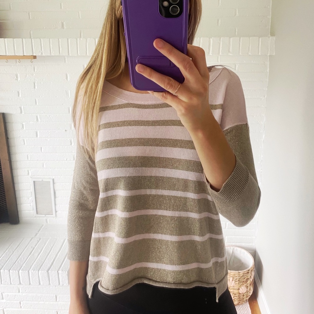 American Eagle Pink and Gold Sweater